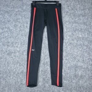 Under Armour Women Black Red Stripe Athletic Leggings Style 1349737‎ Size S